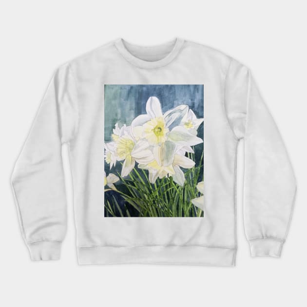 Pale Daffodils watercolour painting Crewneck Sweatshirt by esvb